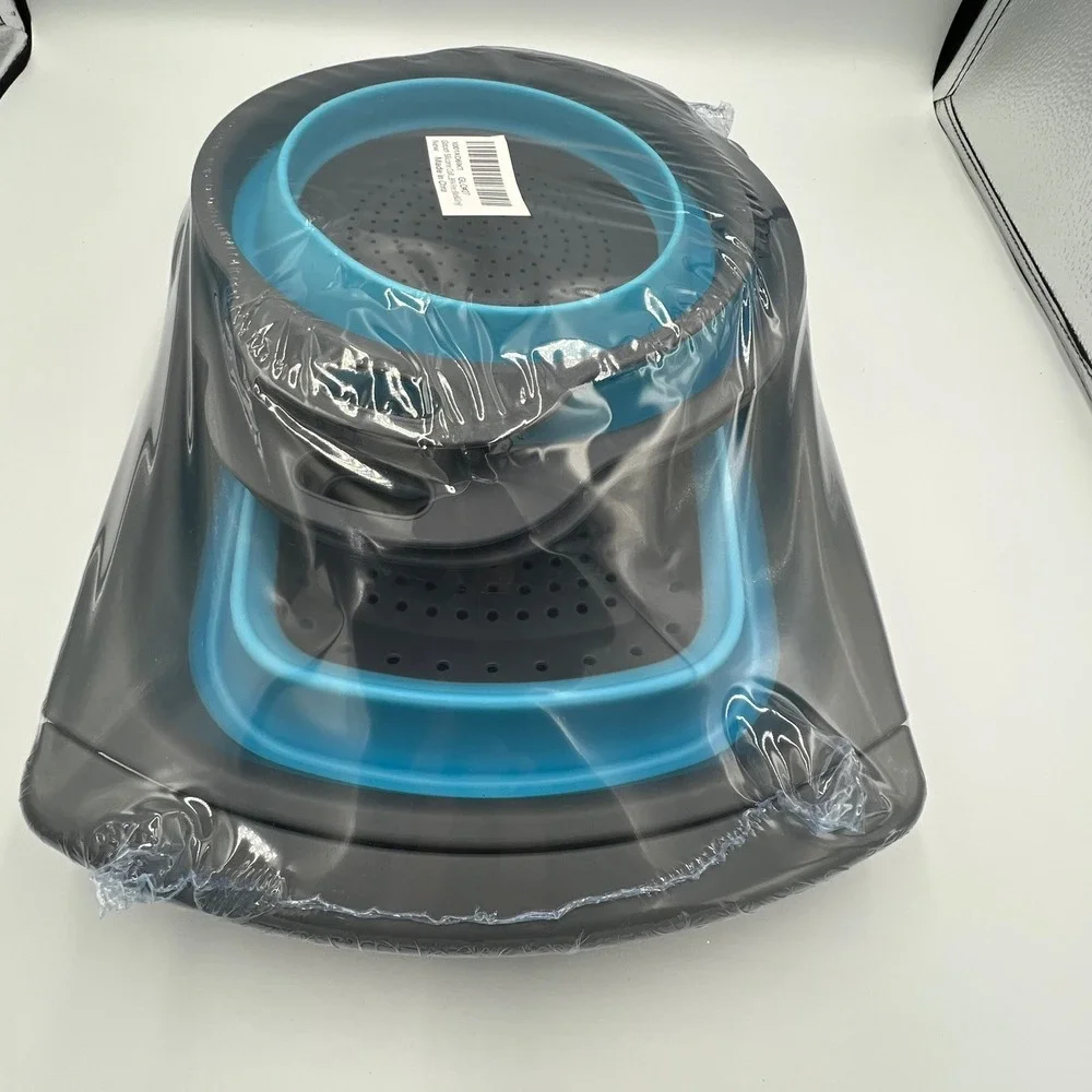 Glotoch Collapsible Colander Set Blue Grey Silicone BPA Free New